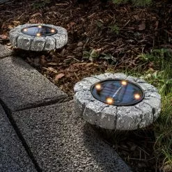 Acheter ⭐ Lampadaires Solaires Lot De 2 Lampes Solaires Aspect Béton Lampes Solaires Sol Jardin Esotec ?