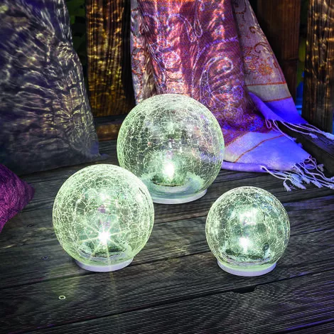 Sortie ? Boule De Verre Solaire Lot De 3 Lampes De Jardin LED Lampe Solaire En Verre, Esotec 102082 ? â Image 3