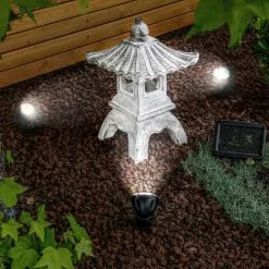 Sortie ? Pagode Solaire Avec Spot LED 6500K éclairage De Jardin Déco Asie Esotec 102552 â