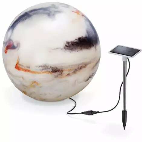 Meilleur prix ? Boule Solaire 26 Cm Marbre Pierre Optique Lumière Solaire Décoration De Jardin LED Esotec 102673 â â Image 2