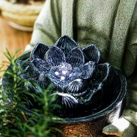 De gros ⌛ ESOTEC Fontaine De Jardin Bouddha Fontaine + Décoration Lumineuse LED Fontaine Dintérieur 230V 101452 ⌛ – Image 3