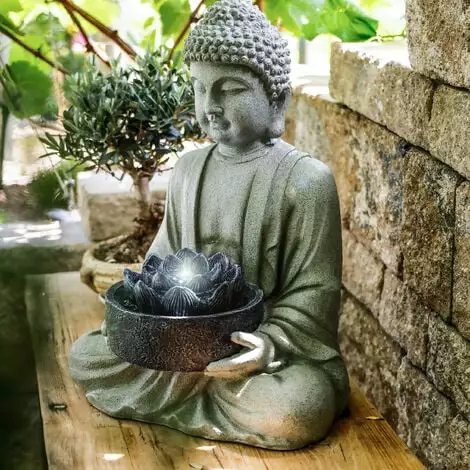 De gros ⌛ ESOTEC Fontaine De Jardin Bouddha Fontaine + Décoration Lumineuse LED Fontaine Dintérieur 230V 101452 ⌛ – Image 4